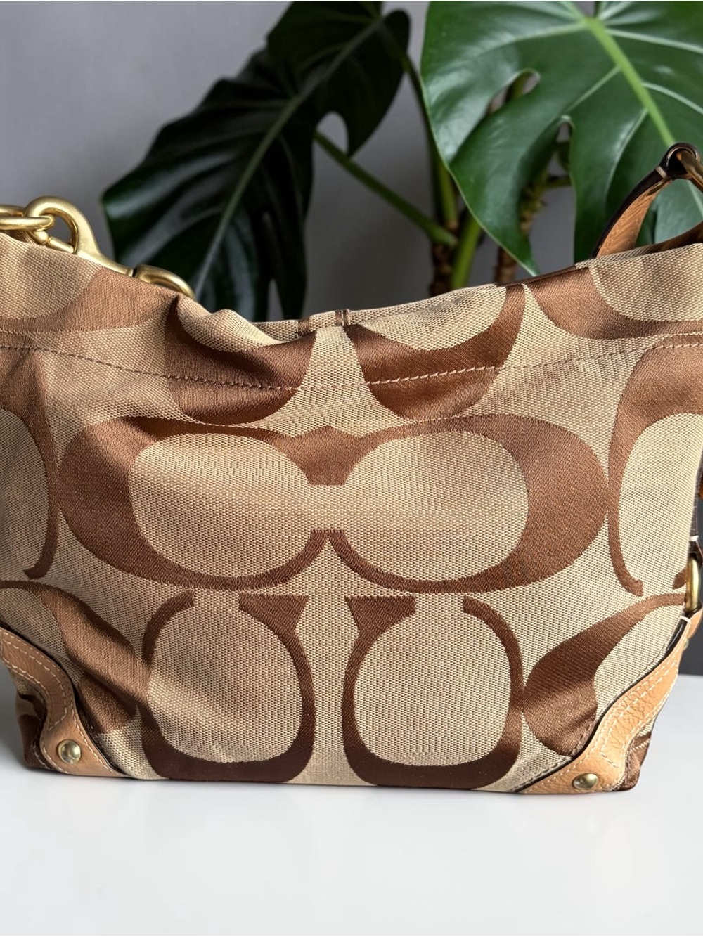 Coach Carly Bag in Brown and Tan - Picture 7 of 8